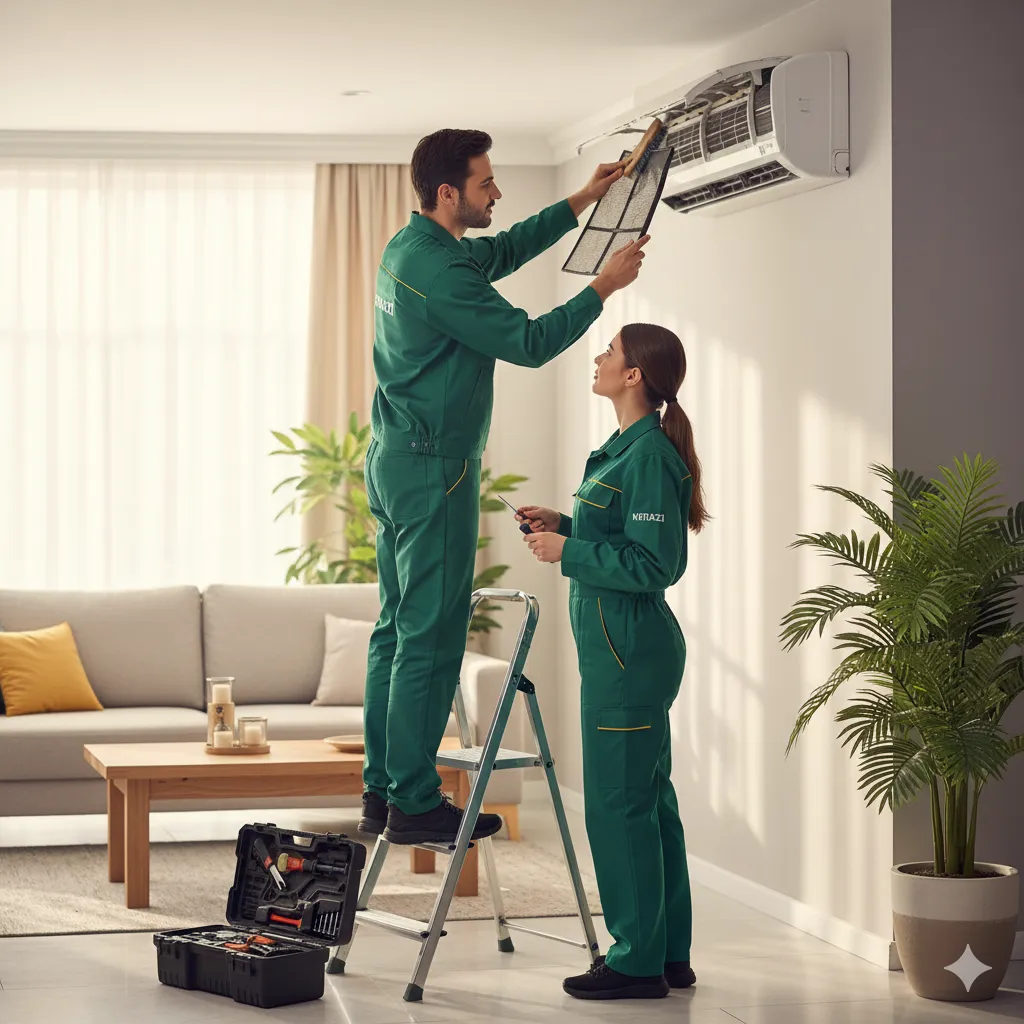 خطوات صيانة تكييفات كريازى بارد kiriazi الفحص الدقيق وتنظيف المكونات يبدأ الفني بفحص شامل لوحدة التكييف الداخلية والخارجية، مع التركيز على تنظيف الفلاتر بانتظام لمنع تراكم الأتربة التي تعيق تدفق الهواء.