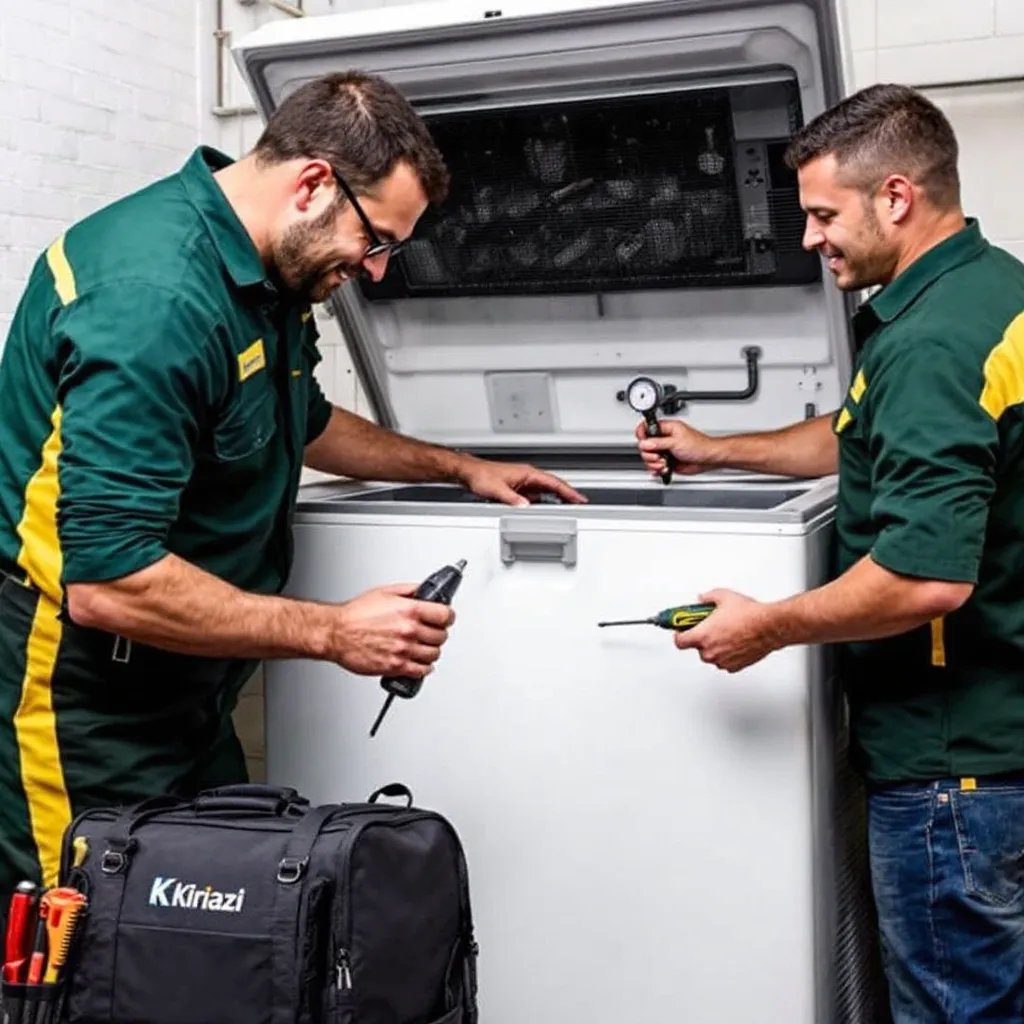 سؤال: هل يمكنني تنظيف ديب الفريزر الرأسي بنفسي؟ جواب: يمكنك تنظيف الأجزاء الخارجية والكاوتش بانتظام، لكن الصيانة الفنية لتبريد الجهاز يجب أن تتم عبر مركز معتمد.